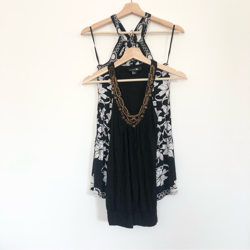 Bundle of 2 Black Embellished Tank Tops